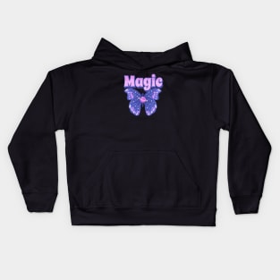 Magic butterfly text drawing Kids Hoodie
